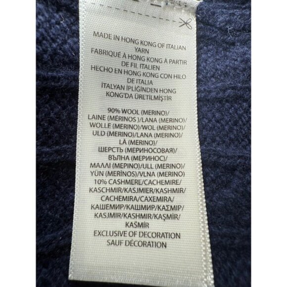 Polo Ralph Lauren Cable Knit Sweater Wool Cashmere Mens L Navy Blue Crew Neck - Picture 4 of 10